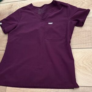 Figs Deep Purple V-Neck Scrub Top